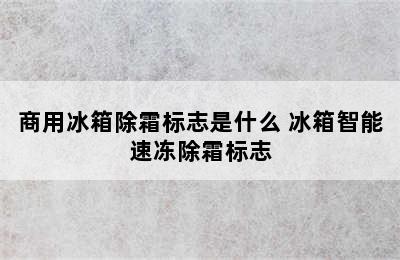 商用冰箱除霜标志是什么 冰箱智能速冻除霜标志